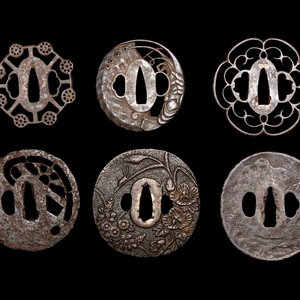 Six Iron Tsuba 19TH CENTURY comprising 351df3