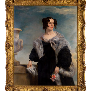 A Portrait of a Lady Holding a