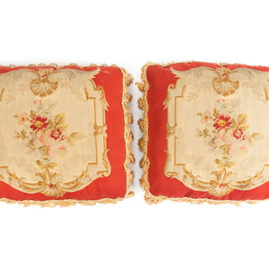 A Pair of Aubusson Tapestry Pillows 19TH 351e96