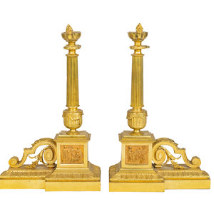A Pair of Empire Style Gilt-Bronze