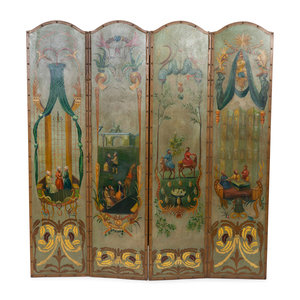 A Painted Leather Four Panel Floor 351ecb