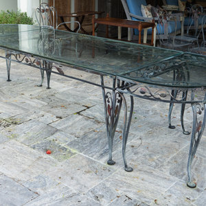 A Salterini Wrought Iron Glass