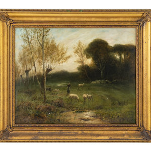 Woodland Meadow with Sheep
(American,