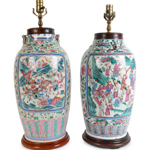 A Pair of Famille Rose Porcelain