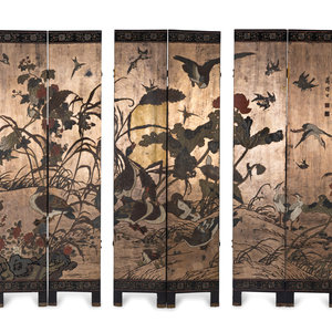 A Chinese Polychromed Eight Panel 351f44