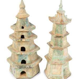 Two Chinese Glazed Terracotta Pagoda 351f58