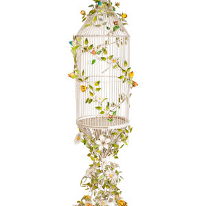 A Polychromed Wrought Iron Birdcage 20TH 351fc6