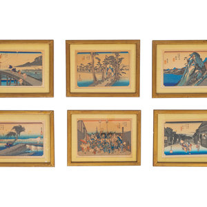 A Set of Twelve Japanese Woodblock