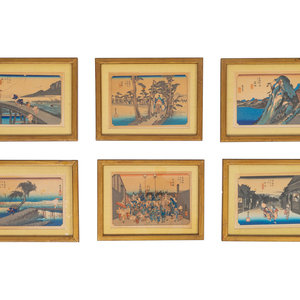 A Set of Twelve Japanese Woodblock Prints
Each