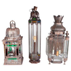 Five Middle Eastern Metal Lanterns comprising 351fda