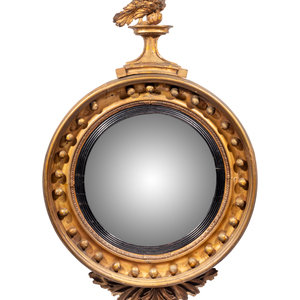 A Regency Giltwood Convex Mirror 19th 35200f