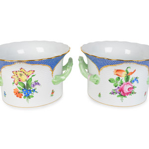 A Pair of Herend Porcelain Cachepots 35202c