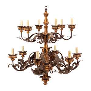 A Spanish Giltwood and Iron Chandelier Circa 35211e