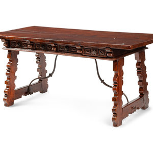 A Spanish Iron Mounted Walnut Trestle 352118