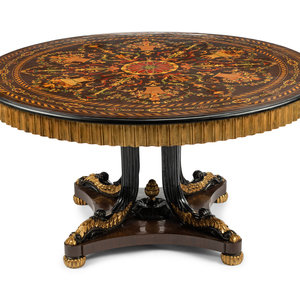 A Continental Parcel Ebonized Marquetry