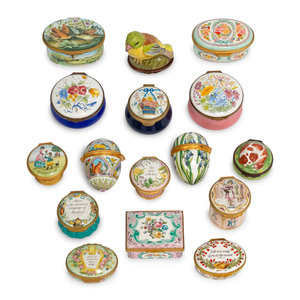 A Collection of Sixteen Small Enameled 352137