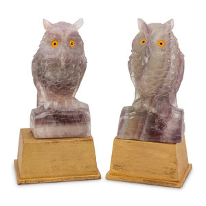 A Pair of Carved Amethyst Owls 35215e