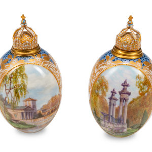 Two Continental Porcelain Egg-Form