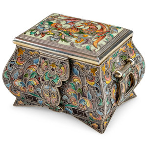 An Enameled Silver Box Width 3 3521c1