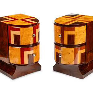 A Pair of Art Deco Style Inlaid