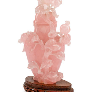 A Chinese Export Carved Rose Quartz