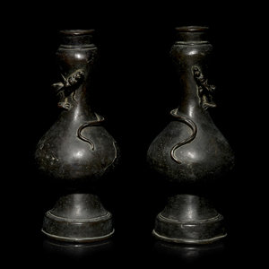 A Pair of Chinese Bronze Bottle 3523da