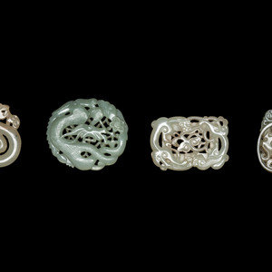 Four Chinese Celadon Jade Pendants each 3523ec