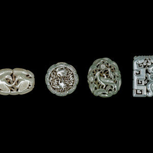 Four Chinese Celadon Jade Carved 3523e9