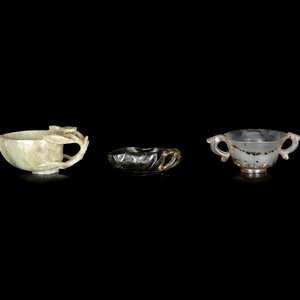 Three Chinese Hardstone Cups
comprising