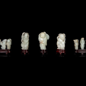 Nine Chinese Carved Celadon Jade 3523f4