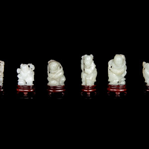 Six Chinese Carved Celadon Jade 3523f5