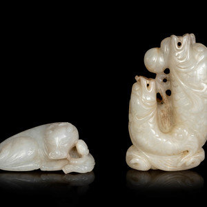 Two Chinese White Jade  Carved