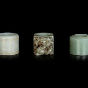 Three Chinese Celadon Jade Archer's