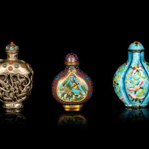 Three Chinese Metal Snuff Bottles LATE 352418