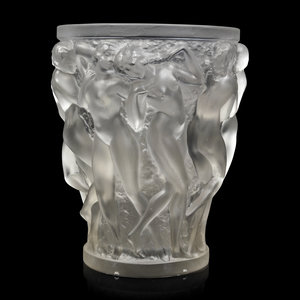 A Lalique Bacchantes Vase Post 1948 molded 352455