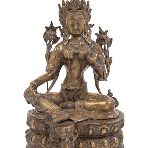 A Sino-Tibetan Gilt Bronze Figure