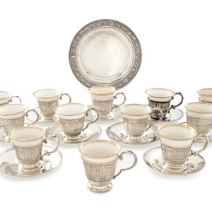 An American Silver and Porcelain-Inset