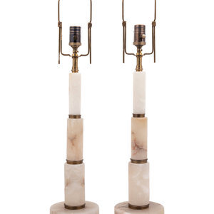 A Pair of Alabaster Table Lamps 
20th