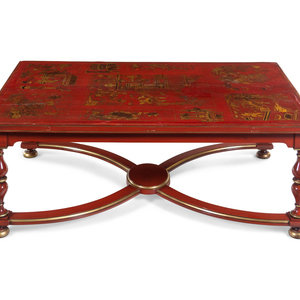 A Parcel Gilt and Red Lacquered