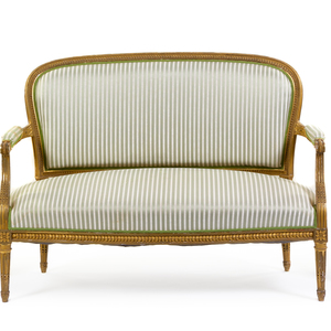 A Louis XVI Style Giltwood Three-Piece