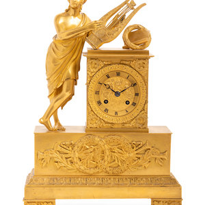 An Empire Gilt Bronze Figural Mantel 3525ed