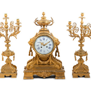 A Napoleon III Gilt Bronze Clock