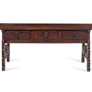 A Continental Carved Walnut Trestle 352642