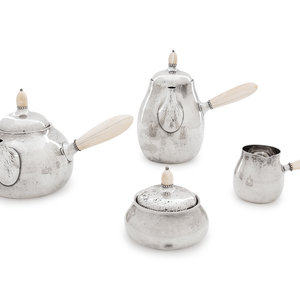A Georg Jensen Silver Four-Piece Tea