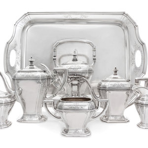 An American Silver Seven-Piece Tea and