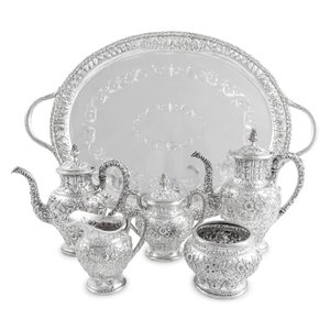 An American Silver Repouss Six Piece 35269f