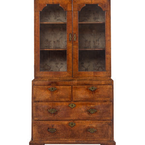 A George II Burl Walnut Bookcase Mid 18th 3526aa