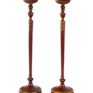 A Pair of English Lacquered and