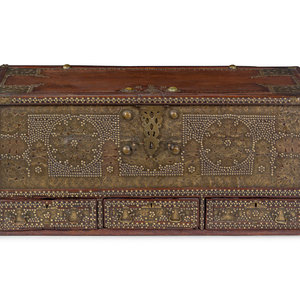 A Zanzibar Brass Decorated Teak 352732