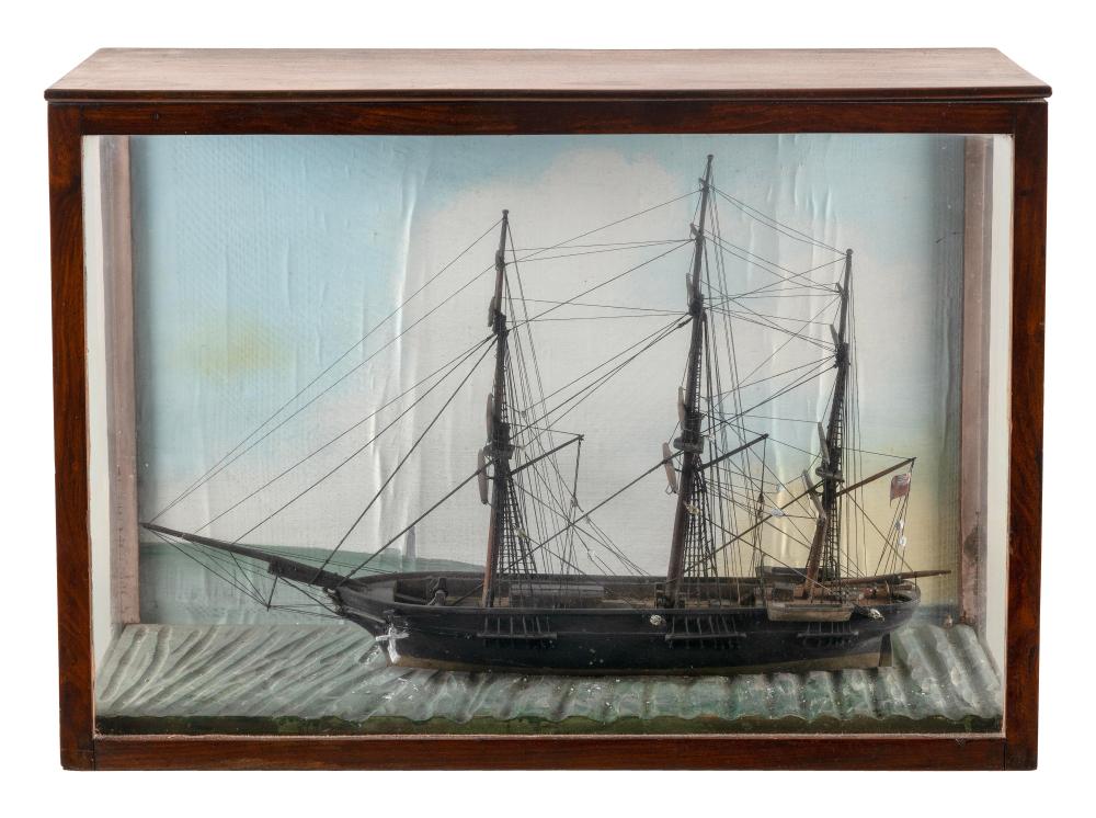 SHADOW BOX DIORAMA OF A THREE-MASTED